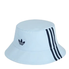 Light blue adidas bucket hat with Trefoil logo and stripes. (Photo)