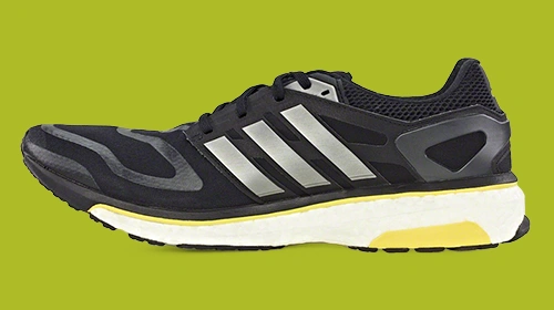 adidas running shoe against a green background. (Photo)